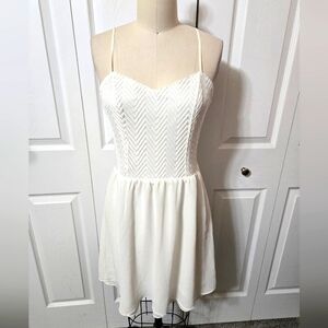 Candies White Dress Lace Bodice, Size 7, Fully Lined,  Excellent Condition